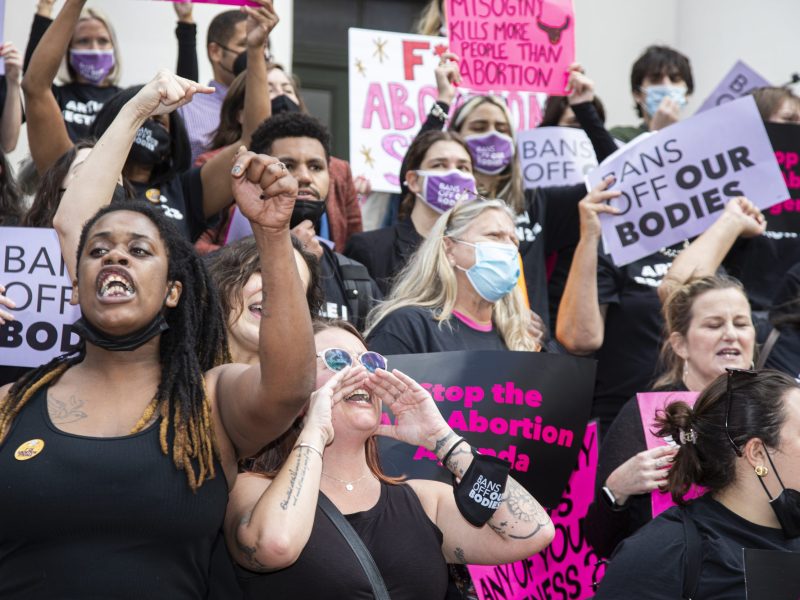 Advocates for bodily autonomy protest a bill before the Florida legislature to limit abortions