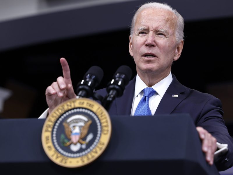 President Joe Biden gives remarks on the status of COVID-19 in the United States from the South Court Auditorium at the White House campus on Oct. 25, 2022, in Washington, DC.