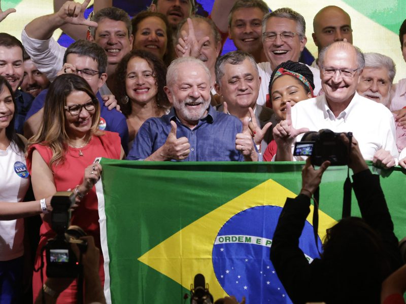 Candidate Luiz Inácio Lula Da Silva speaks after being elected president of Brazil over incumbent Bolsonaro by a thin margin on the runoff at Intercontinental Hotel on Oct. 30, 2022, in Sao Paulo, Brazil.