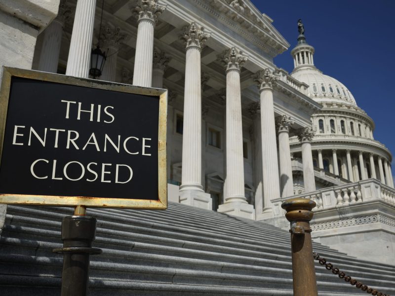 The entrance to the House of Representatives on the East Front Plaza of the U.S. Capitol remains closed on September 11, 2023 in Washington, DC. Photo by Chip Somodevilla/Getty Images