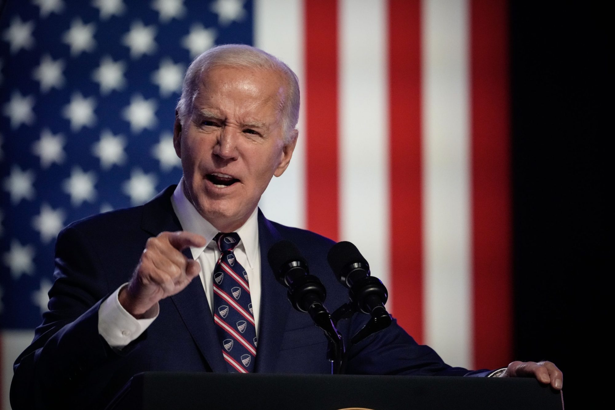 President Joe Biden speaks during a campaign event at Montgomery County Community College January 5, 2024 in Blue Bell, Pennsylvania.Photo by Drew Angerer/Getty Images