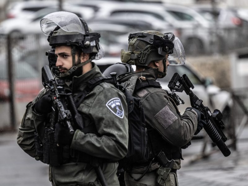 Israeli forces patrol the streets in Wadi al-Joz neighborhood in East Jerusalem on January 12, 2024. Photo by Mostafa Alkharouf/Anadolu via Getty Images