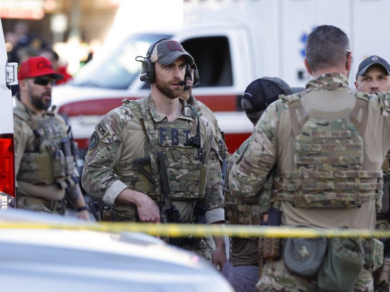 Law enforcement respond to a shooting at Union Station during the Kansas City Chiefs Super Bowl LVIII victory parade on February 14, 2024 in Kansas City, Missouri. Photo by David Eulitt/Getty Images