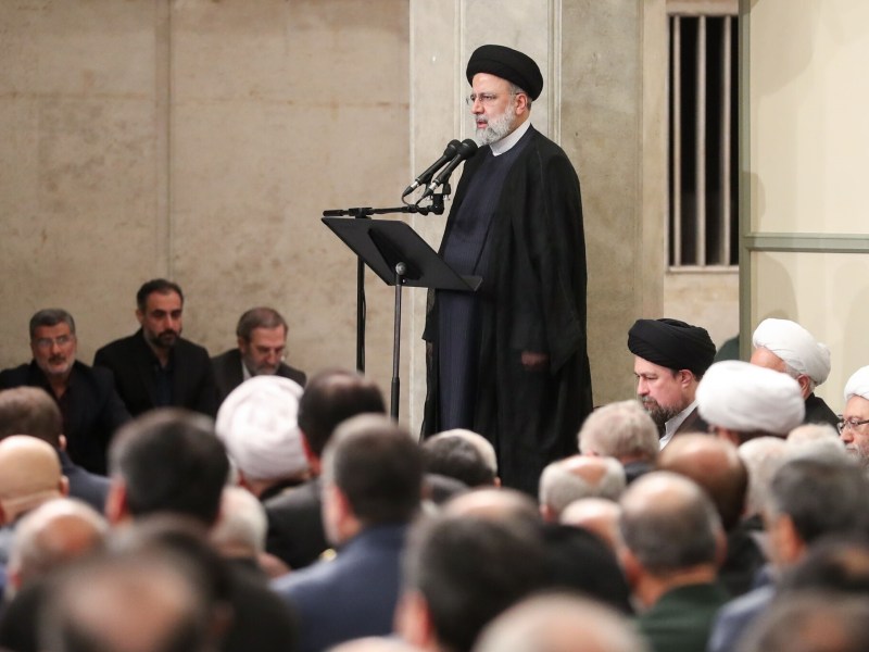 Iranian Supreme Leader Ayatollah Ali Khamenei delivers a speech at a program held at the Imam Khomeini Khosseini Hosseini in Tehran, Iran on April 03, 2022. Photo by Iranian Leader Press Office / Handout/Anadolu via Getty Images