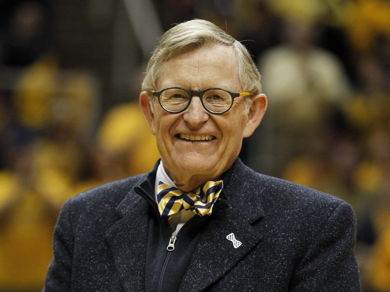 President E. Gordon Gee of the West Virginia Mountaineers looks on during the game against the Iowa State Cyclones at the WVU Coliseum on January 10, 2015 in Morgantown, West Virginia. Photo by Justin K. Aller/Getty Images